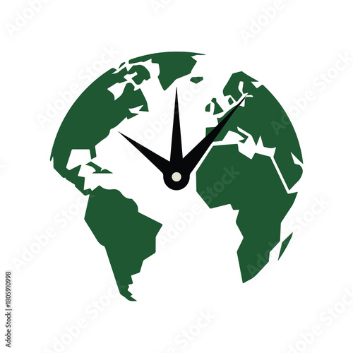 Earth Clock Symbol? Minimal Earth Hour Vector