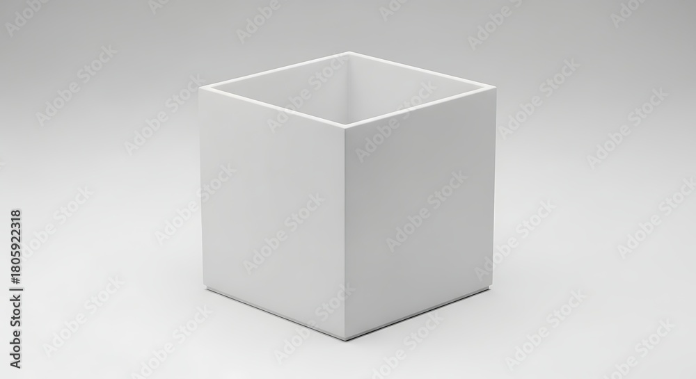 Fototapeta premium Minimalist White Square Container on Neutral Background for Storage.
