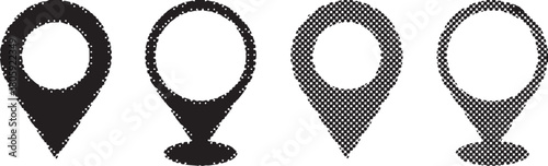 Halftone Location Pin Icon Set Vector