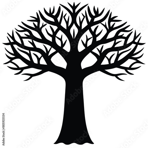 Baobab Tree Silhouette Vector for African Nature, Safari, and Eco Design