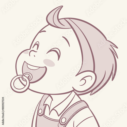 A charming illustration of a happy baby with a pacifier, showcasing a delightful and innocent expression isolated on