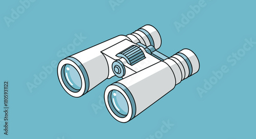 Crisp binoculars illustration for outdoor adventures or strategic planning, perfect for travel blogs, adventure guides, and corporate vision statements.