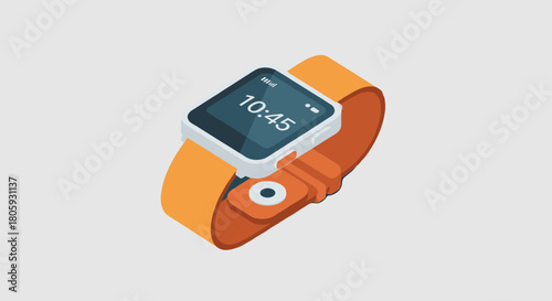 Stylish orange smart watch, time management essential, modern design for active lifestyle, stay connected and track fitness with this trendy wearable tech