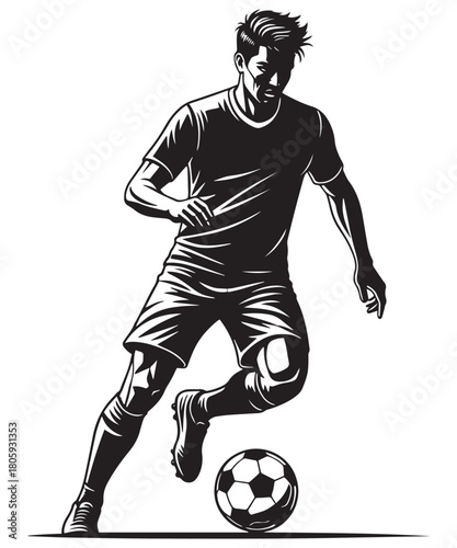 Dynamic soccer player silhouette in action