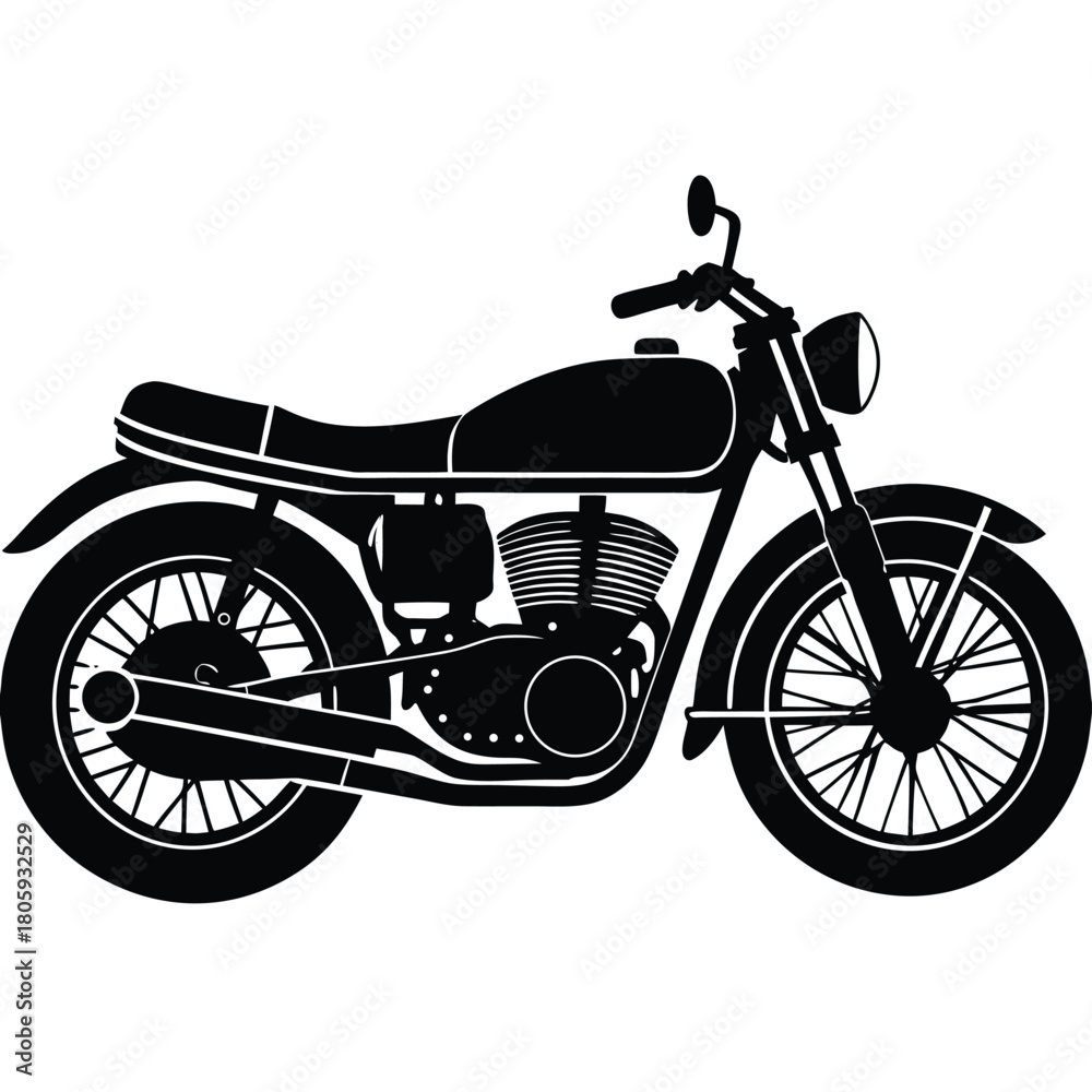Fototapeta premium Motorcycle Silhouette Vector Minimal Motorbike Icon for Logo and Transport Design