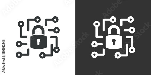 Network Security Locked icon. Solid glyph series icon