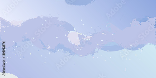 Soft abstract watercolor background with subtle falling snowflakes in pastel blue and purple hues
