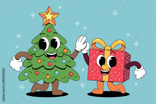 High-Five Retro Christmas Tree and Gift Box