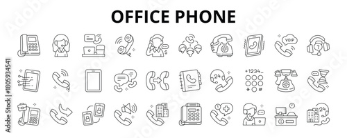 30 Office Phone Line icons vector -  Office Call, Phone Receiver, Customer Support, Communication, Work Phone, Corporate Call