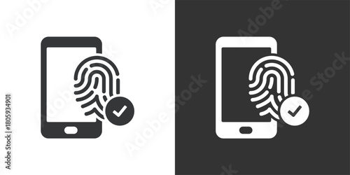 Successful Fingerprint Authentication icon. Solid glyph series icon