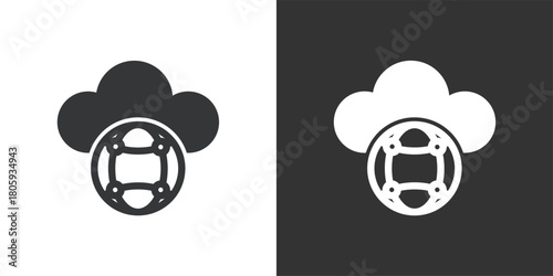 Connected Cloud Network icon. Solid glyph series icon