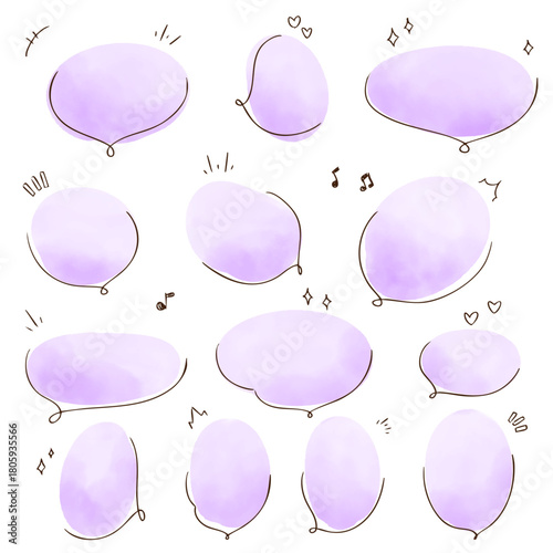 水彩のかわいいフキダシ　手描き