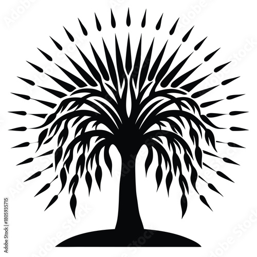 Willow Tree Silhouette Vector for Calm Nature, Meditation, and Poetic Design