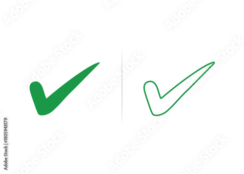 High-Quality Green Vector Check Mark Icon Collection: Diverse Modern & Classic Styles for UI, Web, App Design, Success, Approval, and Validation Symbols.