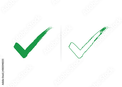 High-Quality Green Vector Check Mark Icon Collection: Diverse Modern & Classic Styles for UI, Web, App Design, Success, Approval, and Validation Symbols.