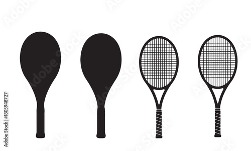 Tennis rackets evolution silhouette