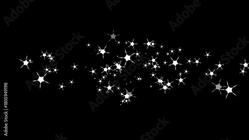 Wallpaper Mural Twinkle sparkle stars animation, Sparkling star twinkle glitter animation with white cartoon doodle-style particles, bright shining twinkle light effects and glowing movement black background Torontodigital.ca