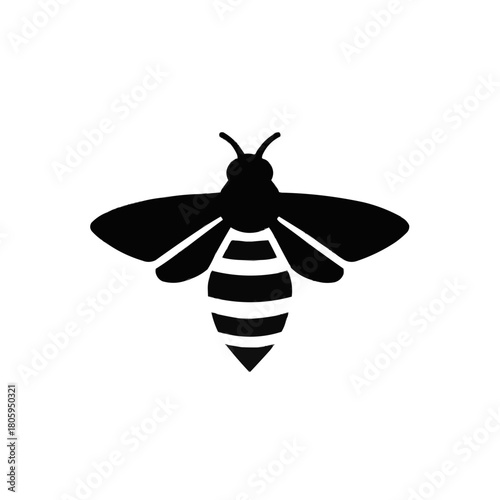 Bold honeybee silhouette, originally a scalable graphic, perfect for logos, icons, and nature-themed designs. Add a touch of the outdoors to your project