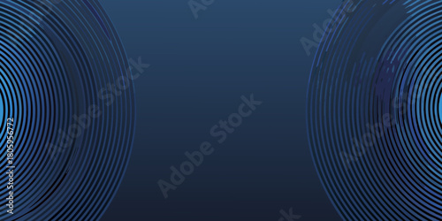 Abstract dark blue background with concentric circles and light blue gradient on the sides