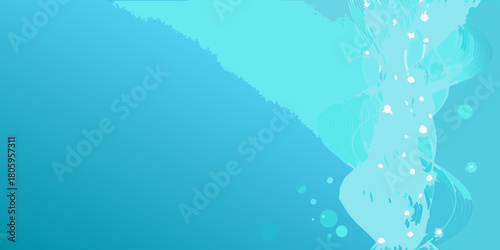Abstract flowing turquoise and aqua blue background with organic shapes and bubbles