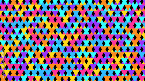 Vibrant Low-Poly Triangle Pattern with Seamless Colorful Tessellation and Black Background – Vector Art for Digital Designs