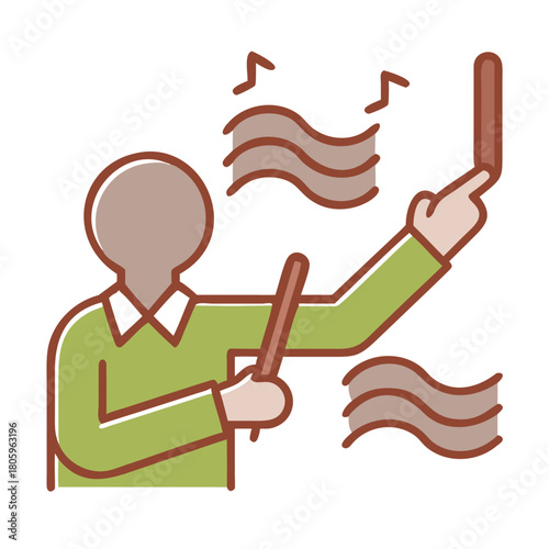 Orchestra conductor directing music isolated on