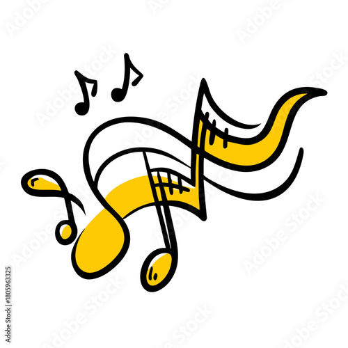 Stylized musical notes isolated on