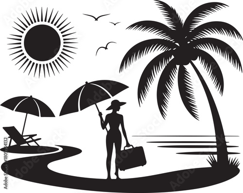 Woman escaping to tropical paradise vacation spot