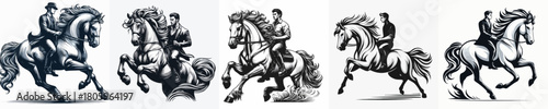 vector image of a man riding a horse with a white background