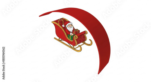 Santa claus joyfully rides in his sleigh full of colorful christmas gifts, spreading holiday cheer isolated on a festive scene of winter magic and giving