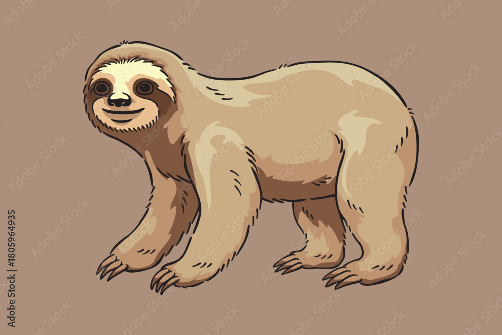 Obraz premium Sloth Illustration, Wildlife Animal Line Art Drawing Vector