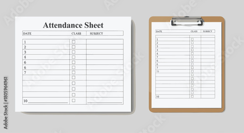 Attendance Sheet and Clipboard for Record Keeping, Generative AI.