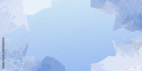 Abstract geometric network of interconnected lines and dots on a soft blue gradient background