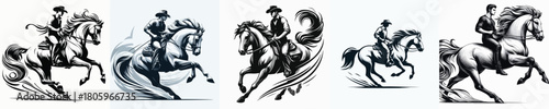 vector image of a man riding a horse with a white background