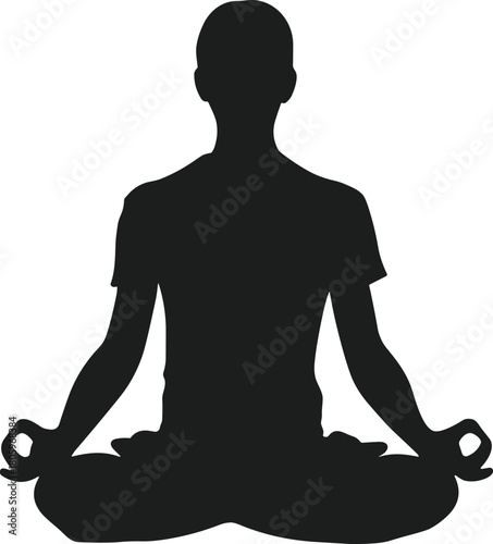 Man meditating in lotus pose yoga silhouette meditation