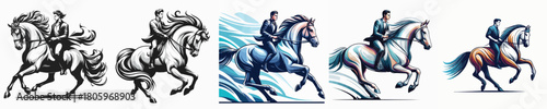 vector image of a man riding a horse with a white background