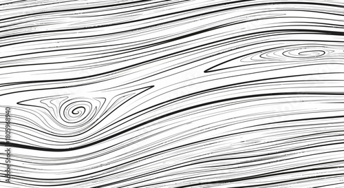 Detailed black and white wood grain pattern illustration.