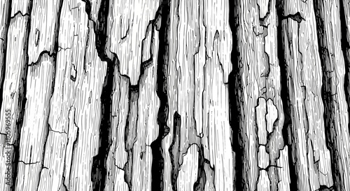 Close-up of weathered wood texture with deep cracks and vertical lines.