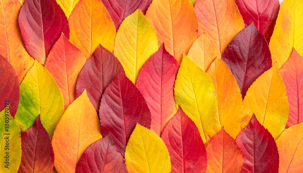 Fototapeta premium Close-up of autumn leaves in red, yellow, and orange hues
