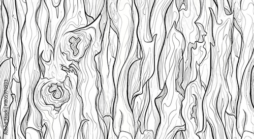 Detailed black and white wood grain texture illustration.