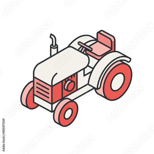 Isometric Tractor Illustration A Symbol of Rural Life and Agricultural Work