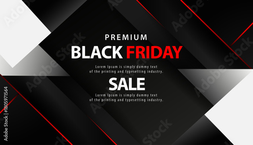 Elegant Black Friday sale background with modern black and red geometric shapes