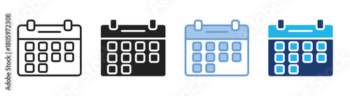 Calendar icon set multiple style collection