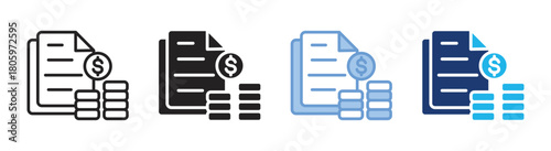 Cost icon set multiple style collection
