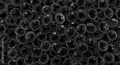Detailed Close-Up of Shiny Black Caviar Pearls.
