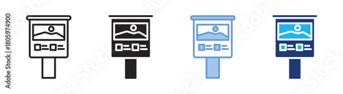 City poster icon set multiple style collection