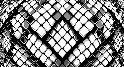 Abstract geometric pattern with black and white squares creating a textured surface.