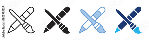 Brush icon set multiple style collection