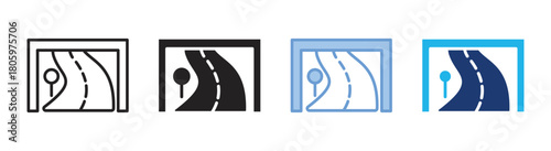 Road icon set multiple style collection
