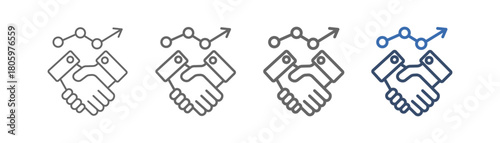 
outline icon sheet partnership with handshake design and arrow to the right